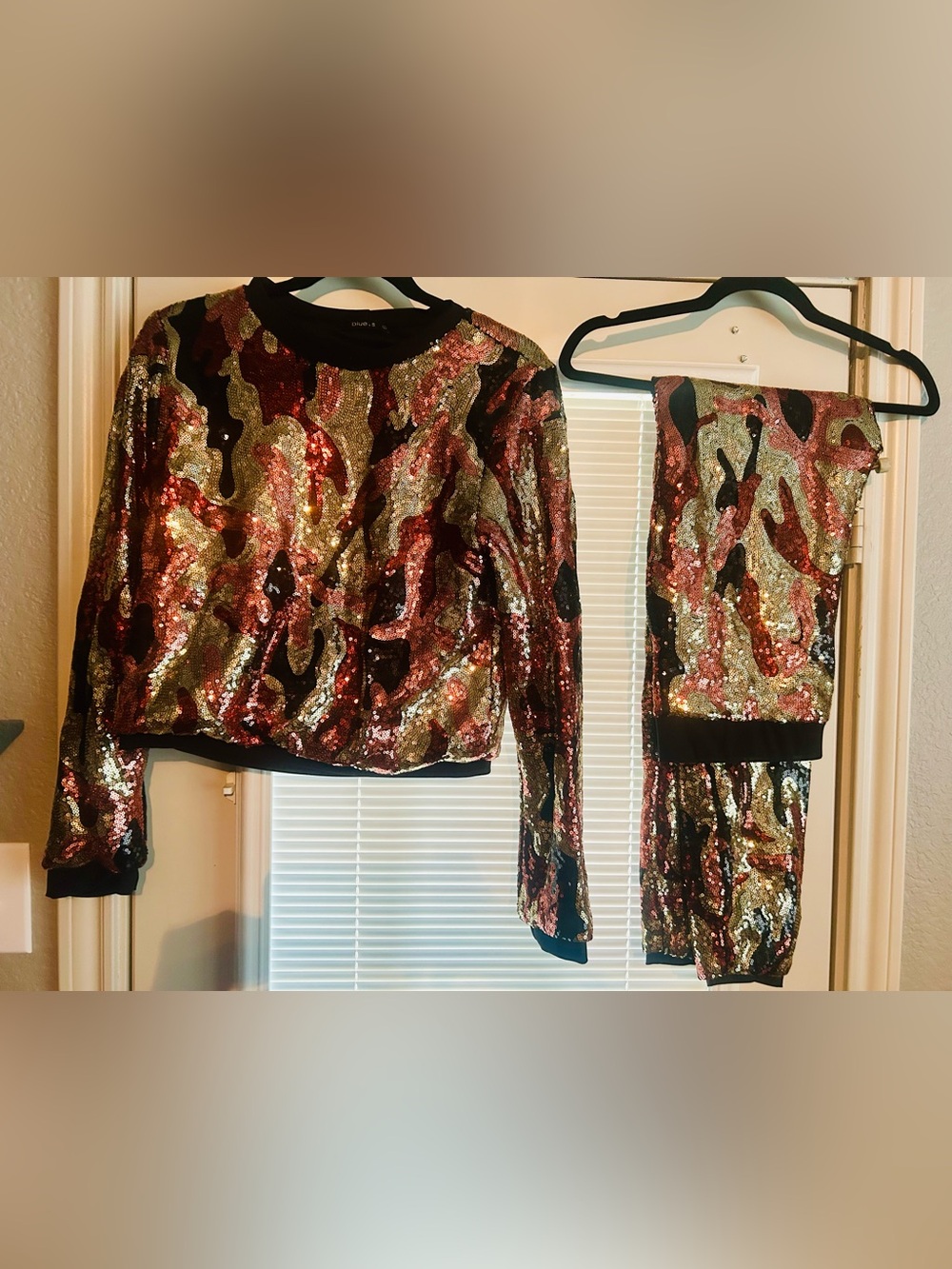 Sequin, camouflage 2 piece set. Never worn, no tags.